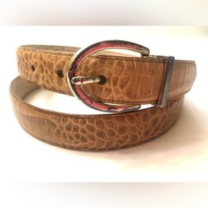 LAUREN Ralph Lauren RLL 1” Wide Reversible Tan / Cream Croc Embossed Waist 33-37